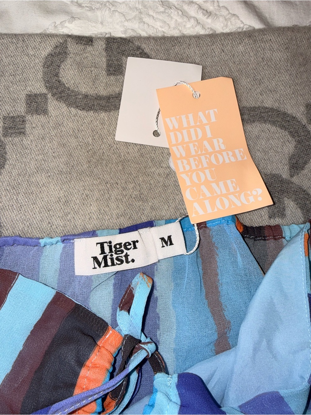 NWT Tiger Mist Striped Strapless Tie-Front Crop Top - Blue Multicolor - Picture 4 of 8